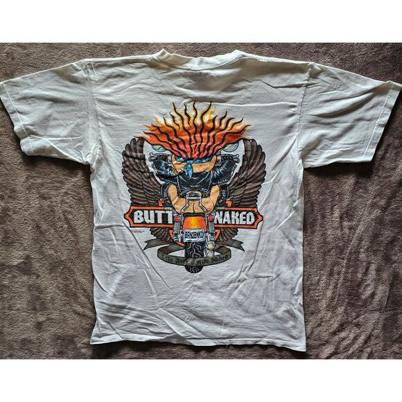 Butt Naked Motorcycle T-Shirt L Large Gildan Heavyweight Pre-Shrunk Cotton White - Picture 7 of 7